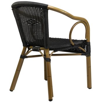 96906728 Terrasstoel Costa Bamboo Zwart Rond 4hr