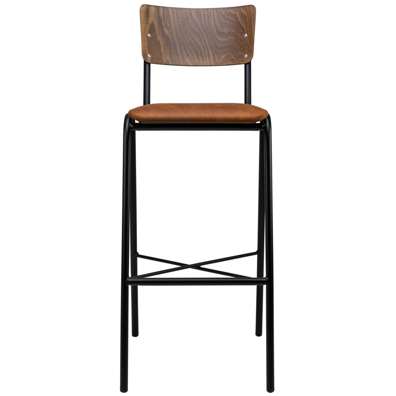 96206380 Skool Barkruk Cognac Hout 2hr