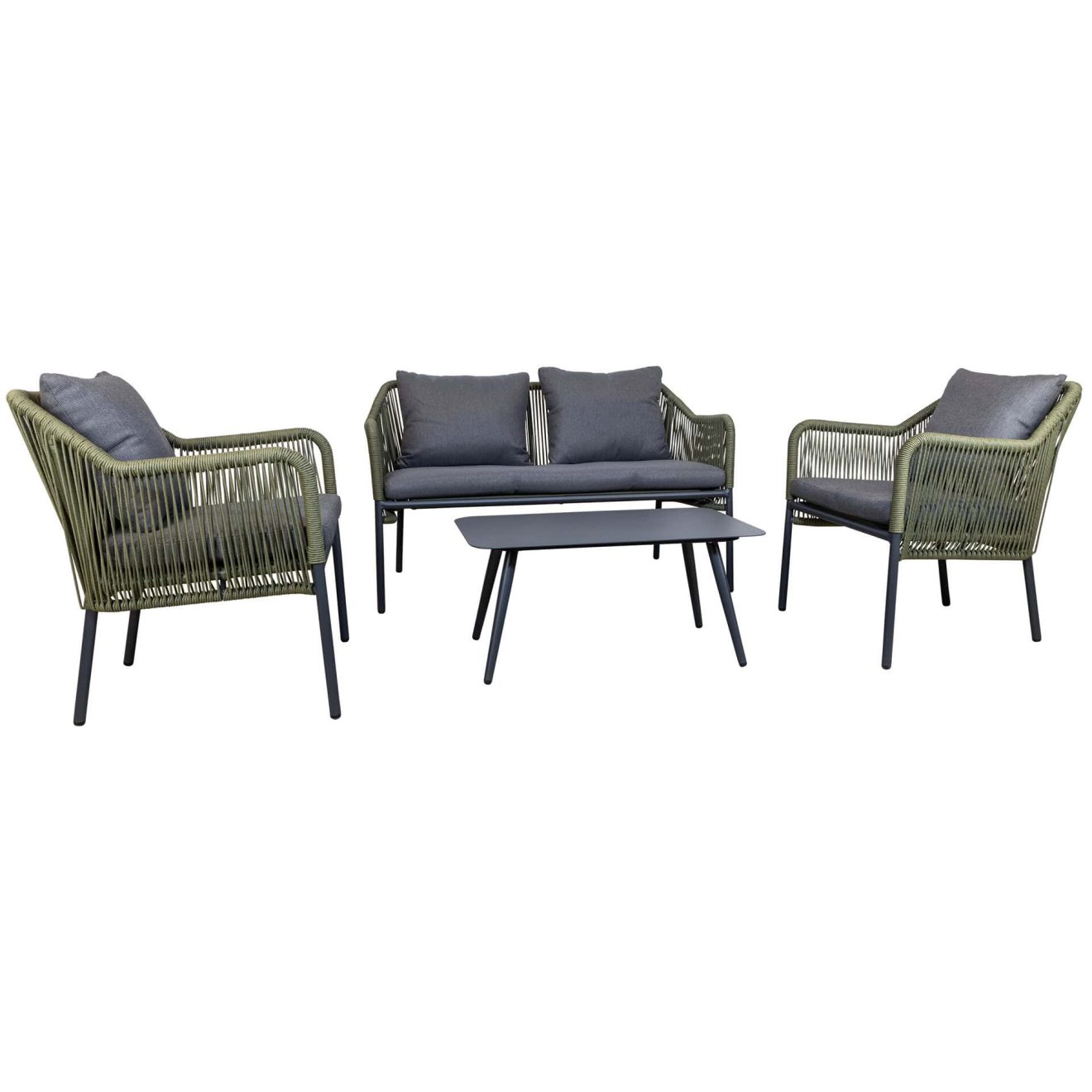 96919700 Baleric Loungeset Charcoal Groen 1hr