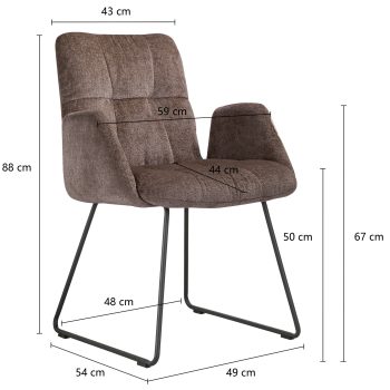 96119120 Cleo Armstoel Donker Bruin Afmeting