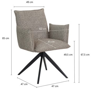 96124270 Nella Armstoel Bruin Afmeting
