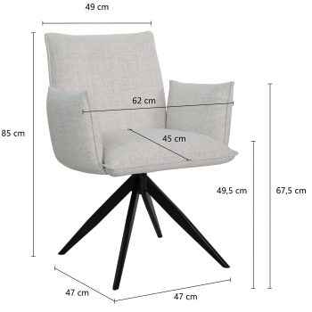 96124280 Nella Armstoel Naturel Afmeting