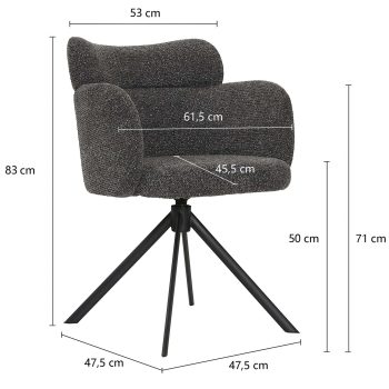 96124460 Classicon Stoel Antraciet Afmeting
