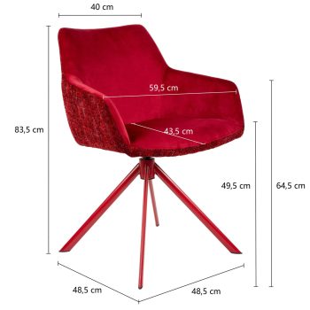 96125440 Corazon Armstoel Wijnrood Afmeting