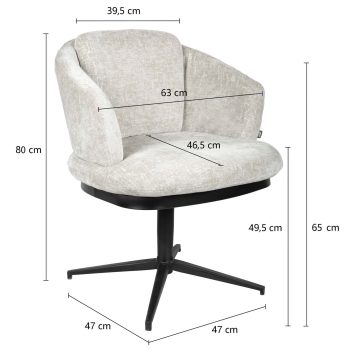 96125510 Sierra Armstoel Swivel Pearl Afmeting