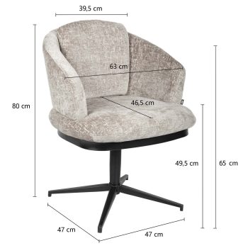 96125600 Sierra Armstoel Swivel Shitake Afmeting