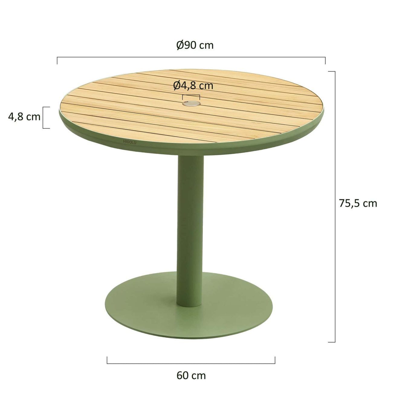 95417300 Bali Terrastafel Groen Afmeting