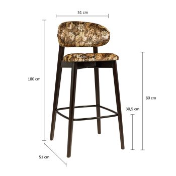 96207720 Loraine Barkruk Printed Beige Bruin Afmeting