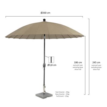 96913881 Parasol Columbia Taupe Afmeting