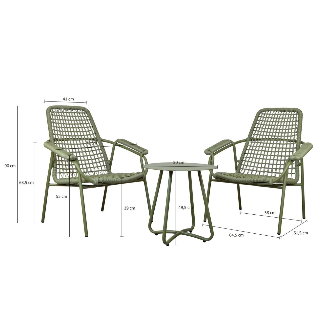 96919630 Lounge Sunny Groen Afmeting