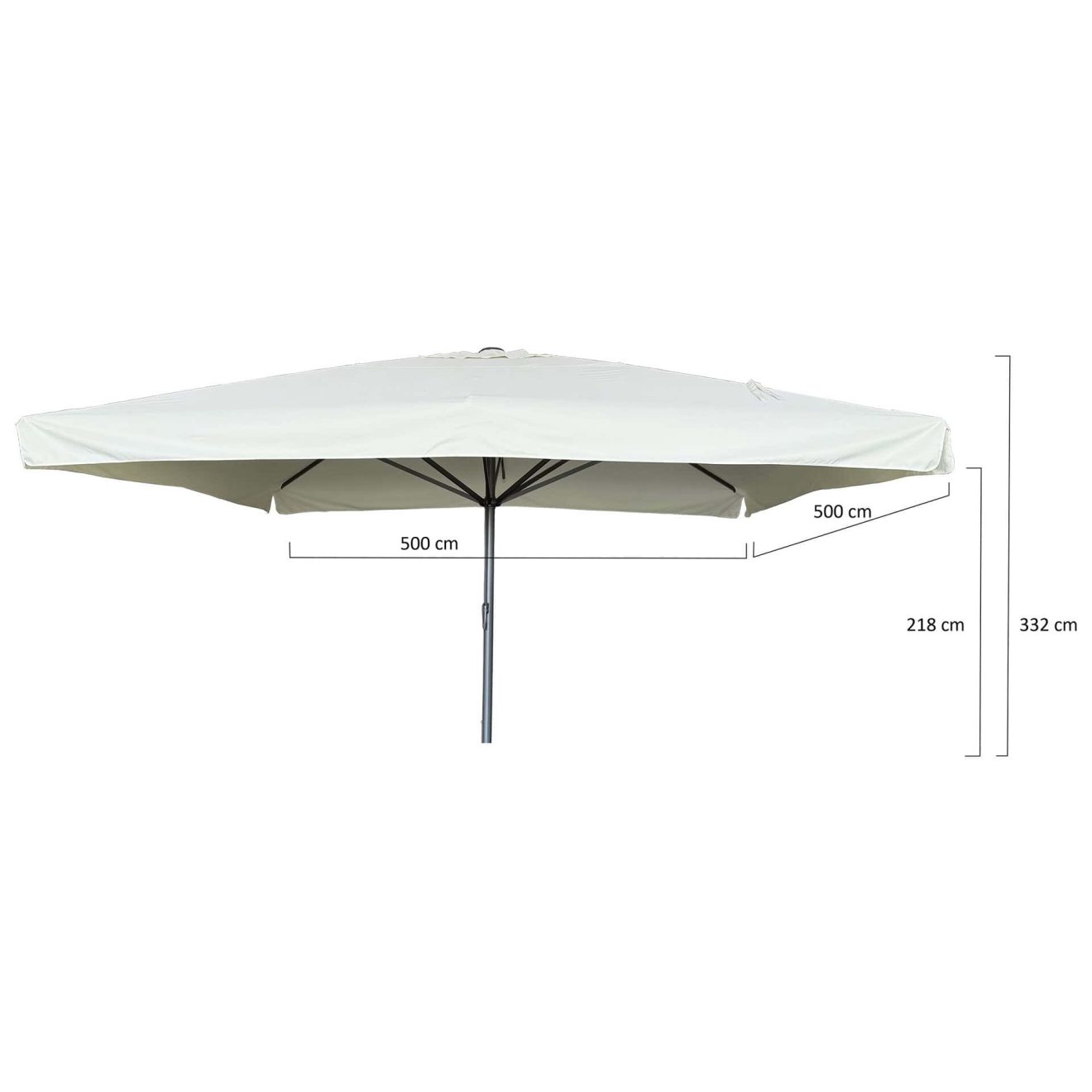96920660 Parasol Karin2.0 500x500 Grijs Antraciet Afmetingenhr