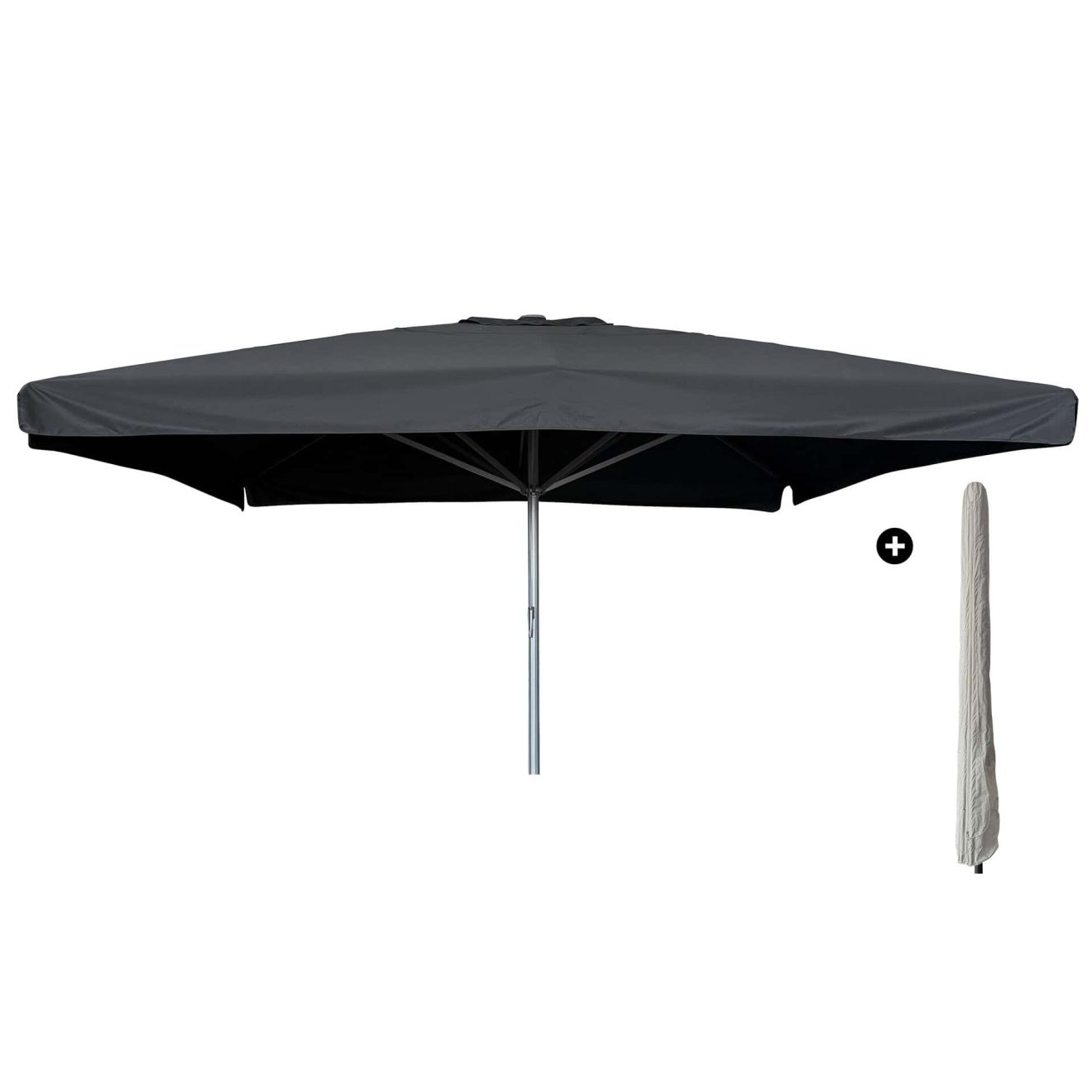 96920670 Parasol Karin2.0 500x500 Zwart Antraciet Incl Hoeshr