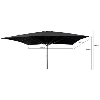 96920730 Parasol Liva2.0 500x500 Zwart Antraciet Afmetingenhr