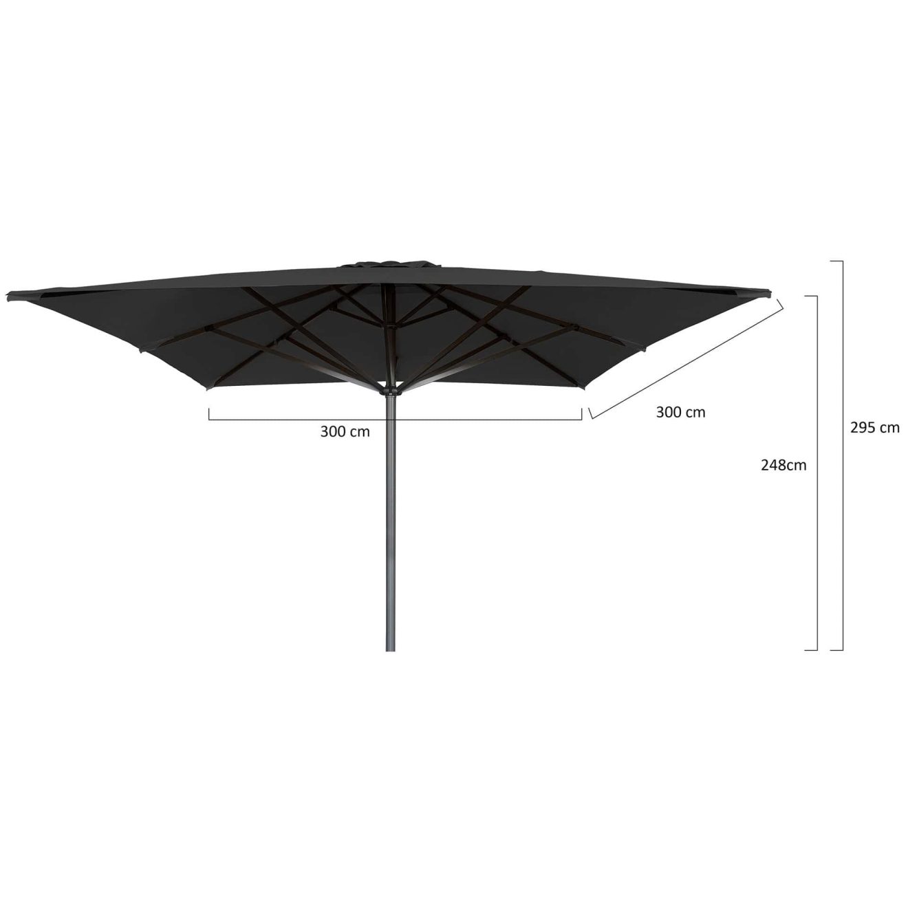 96920770 Parasol Liva2.0 300x300 Zwart Antraciet Afmetingenhr