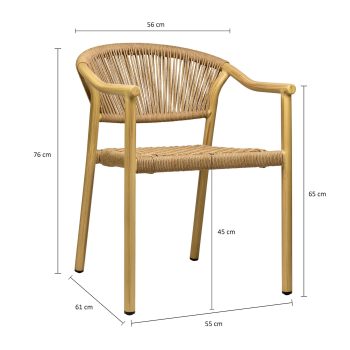 96915190 Jaxon Terrasstoel Naturel Naturel Afmeting