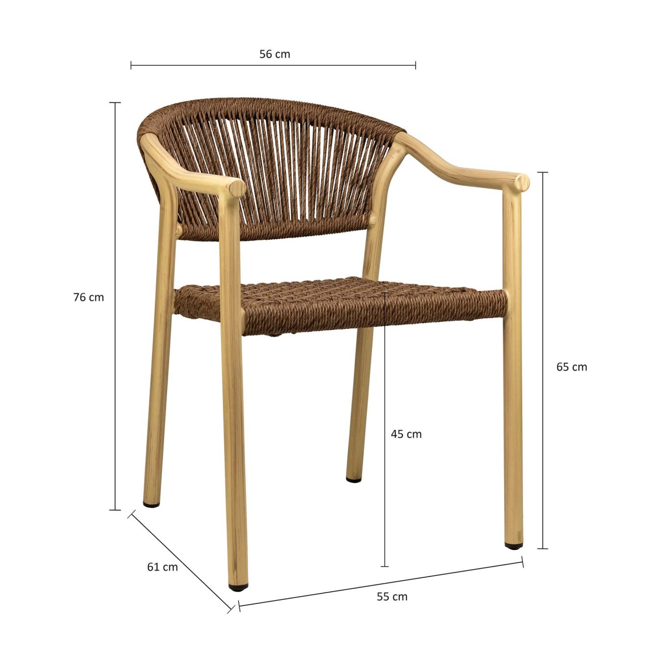 96915200 Jaxon Terrasstoel Naturel Bruin Afmeting