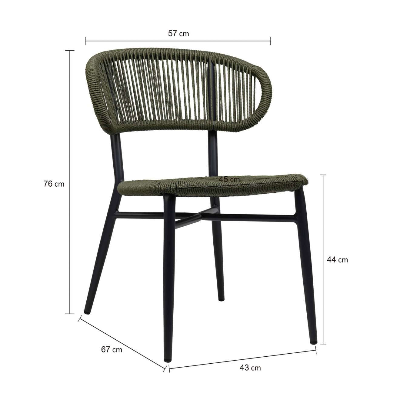 96915250 Terrasstoel Jorden Charcoal Green Afmeting