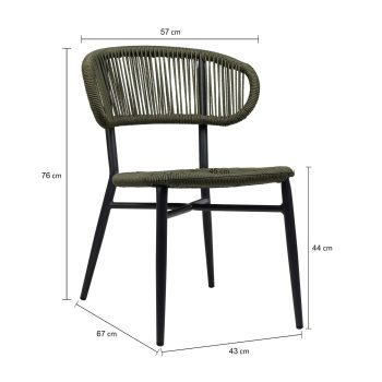 96915250 Terrasstoel Jorden Charcoal Green Afmeting