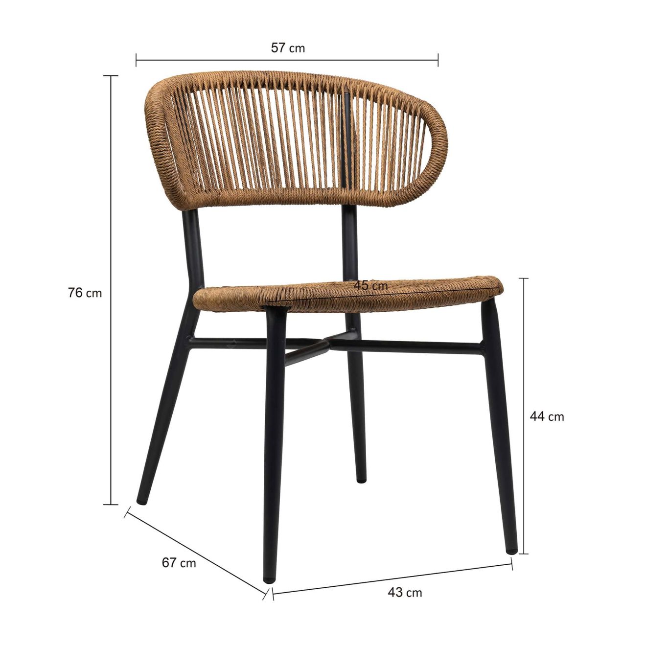 96915260 Terrasstoel Jorden Charcoal Naturel Afmeting