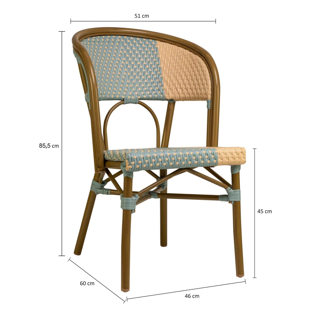 96915280 Terrasstoel Santa Cruz Blauw Afmeting