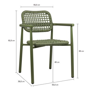96919380 Charly Terrasstoel Groen Afmeting
