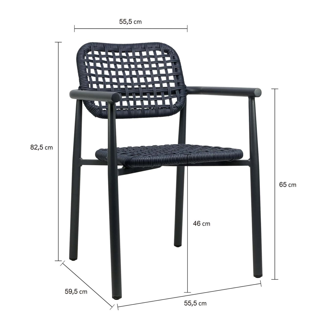 96919430 Charly Terrasstoel Charcoal Navy Afmeting