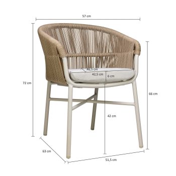 96919530 Rosie Terrasstoel Beige Zand Afmeting