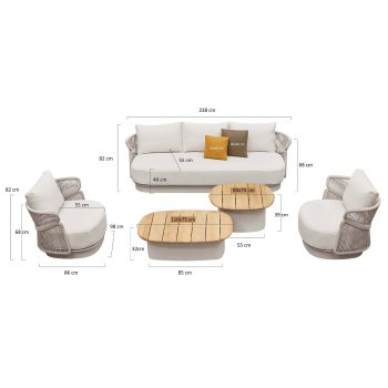 95420070 Aio Loungeset 3zits Teddy Afmeting