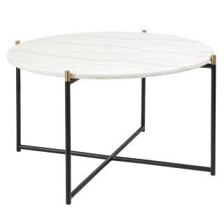96414340 Tavolino Bijzettafel ø70xh40cm Marmer Wit 1hr
