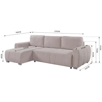 96517030 Morgan Slaapbank Chaise Longue Taupe 6hr