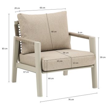 96920940 Loungestoel Hana Beige Afmetinghr