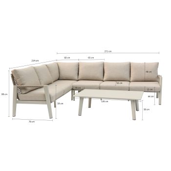 96920960 Hoeklounge Hana Beige Afmetinghr