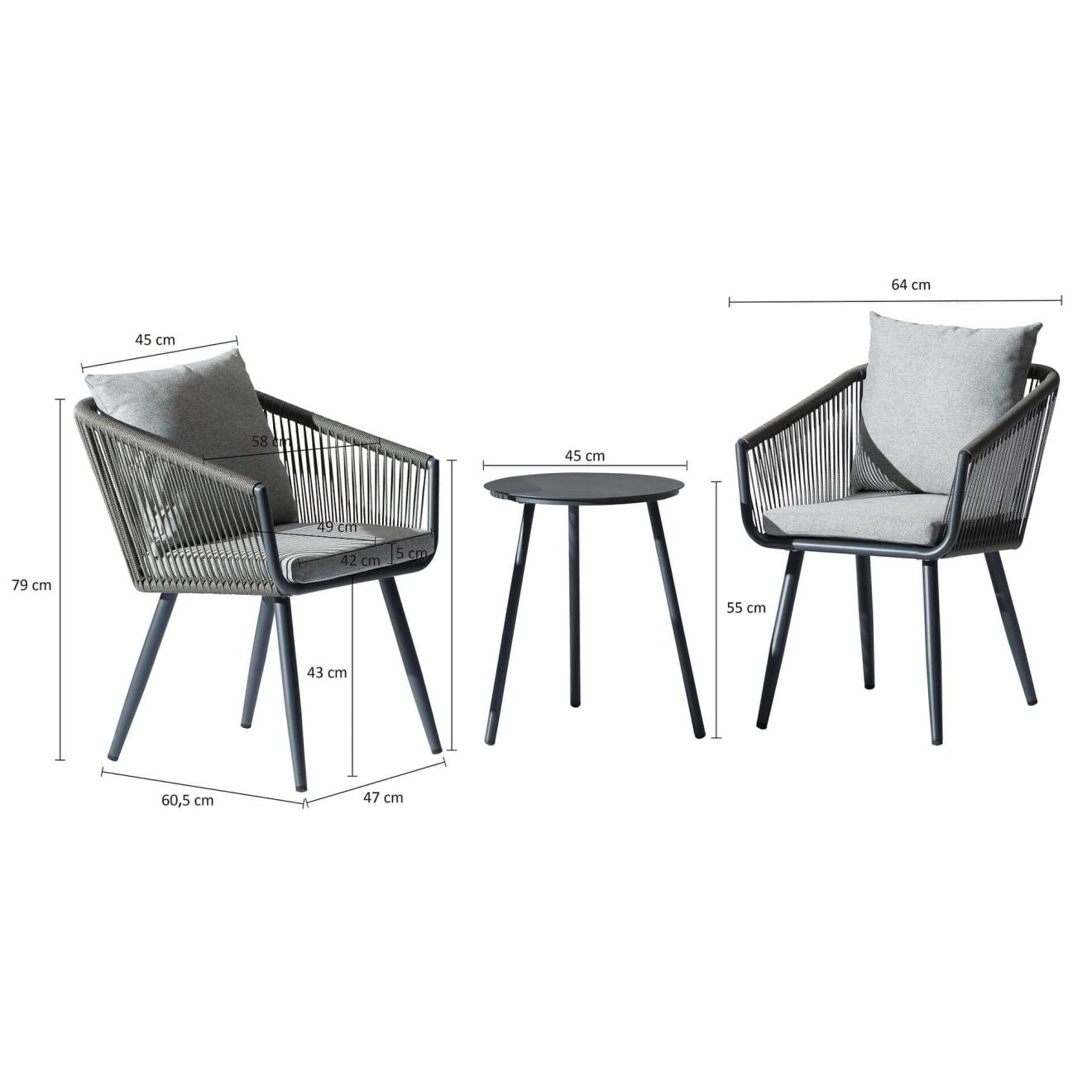 96922330 Ayana Loungeset 3pcs Antraciet Afmetingenhr