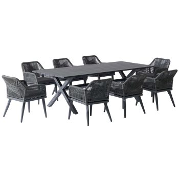 96962270 Vaskin Dining 250x98cm 9pcs Antraciet 1hr