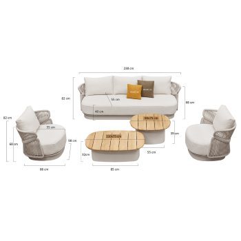 Aio Loungeset 3zits Teddy Afmeting