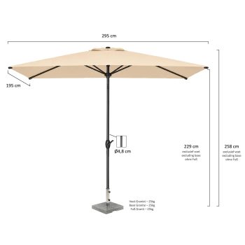 96914077 Parasol Mambo Ecru Afmetingen