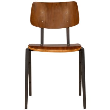 96130660 Elvo Stapelstoel Zwart Metaal Hout 2hr