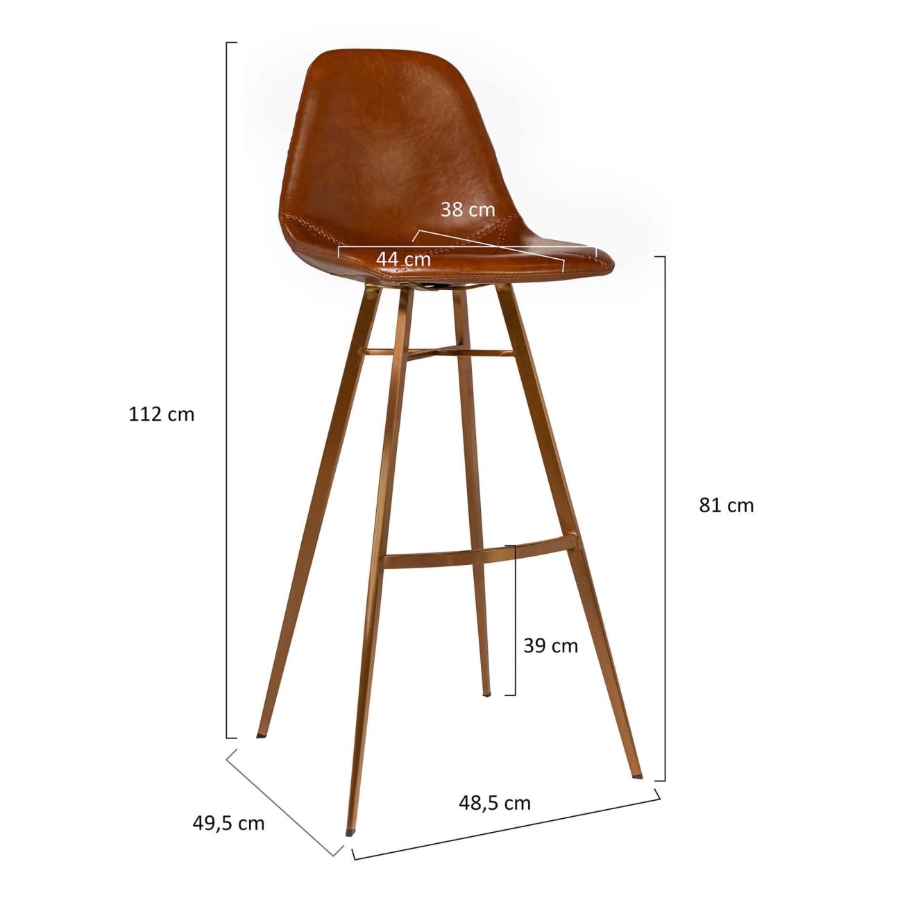 96203910 Charles Barkruk Cognac Koper Afmetingen