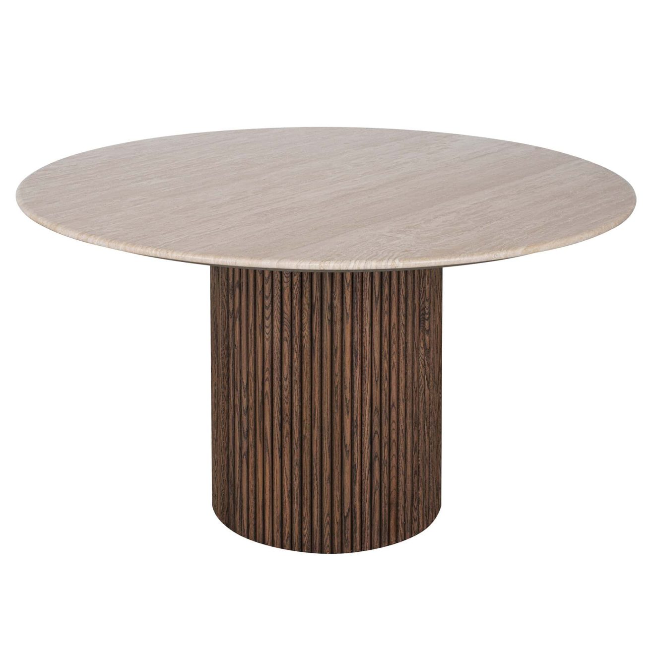 96415180 Bolzano Eettafel ø130 Donker Marmer Travertine 1