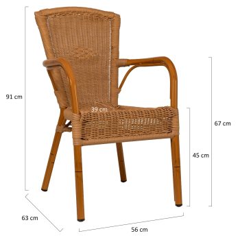 96902482 Santa Fe Terrasstoel Classic Naturel Afmetingenhr