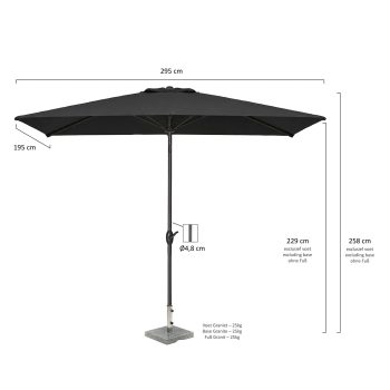 96913952 Parasol Mambo Zwart Afmetingen