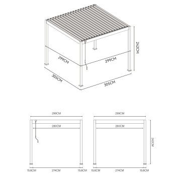 96924560 Reflect Eco 3x3m Antraciet Afmetingen 1hr