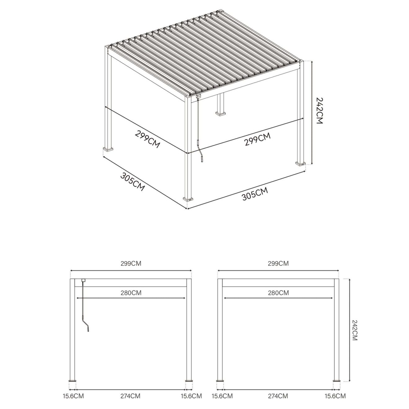 96924570 Reflect Eco 3x4m Antraciet Afmetingen 1hr