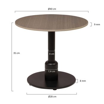 96925530 Duco Bijzettafel T003 35cm 96326260+96326380 Afmetinghr