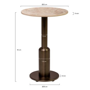 96927820 Duco Bijzettafel Brons T002 H45cm Afmetinghr