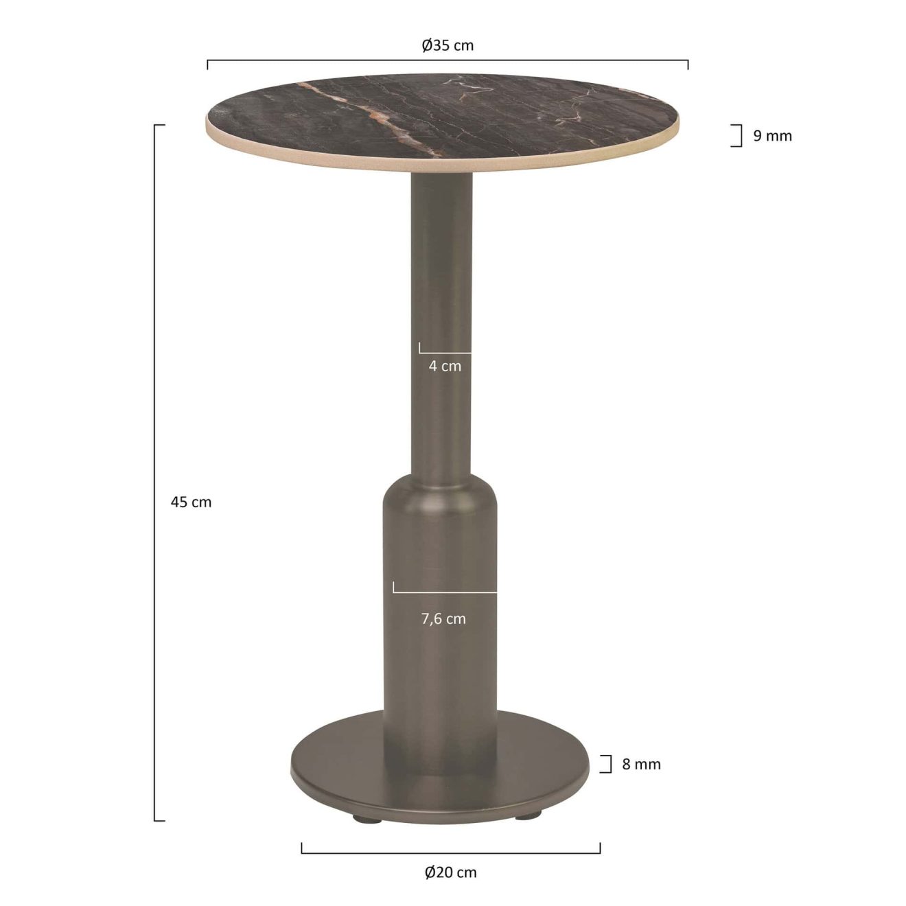 96927990 Duco Bijzettafel T005 H45cm Afmetinghr