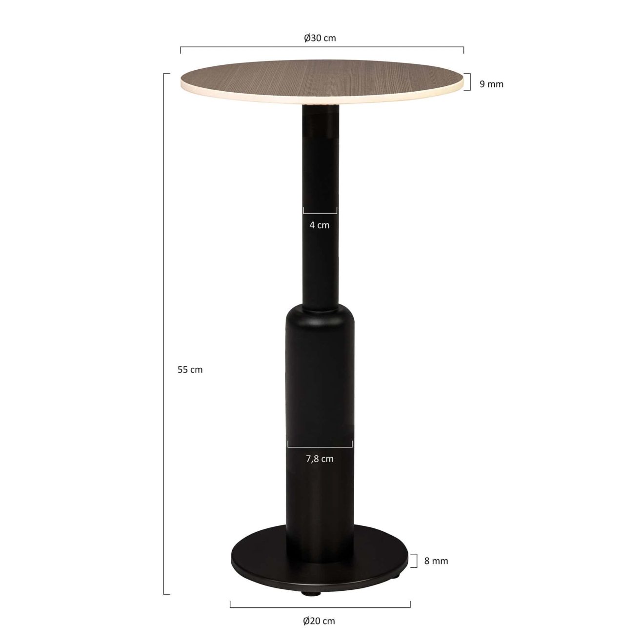 96928120 Duco Bijzettafel T003 45cm 96326400+96326280 Afmetinghr