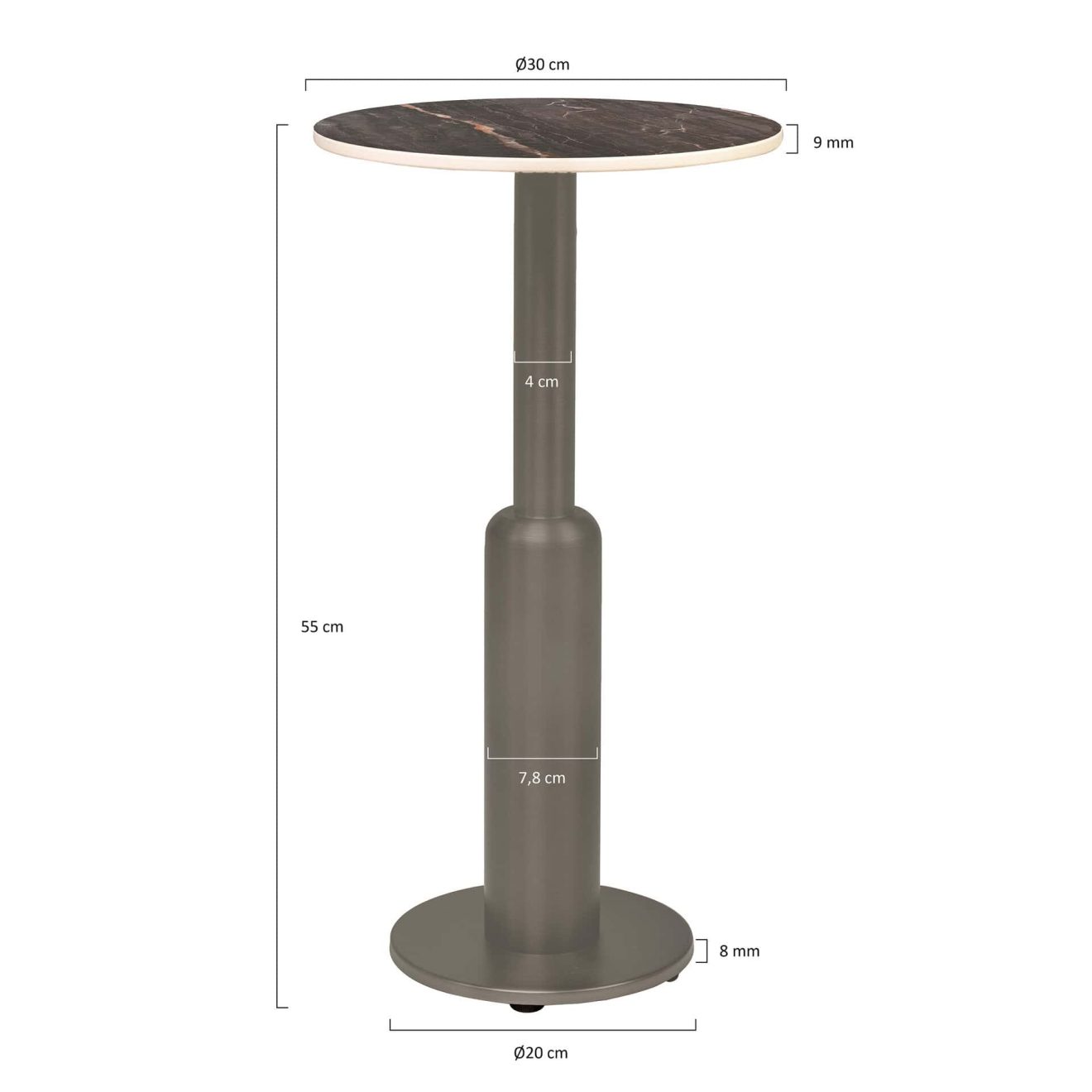 96928250 Duco Bijzettafel T005 H55cm Afmetinghr