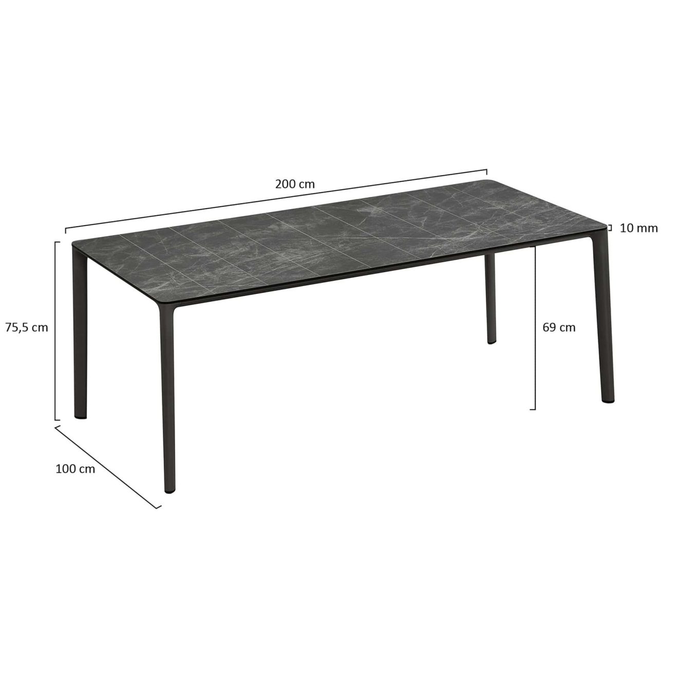 95422140 Tiki Diningset Antraciet Tafel Afmeting